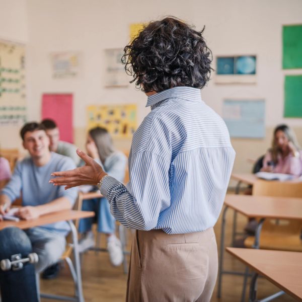 Students participating in a classroom lesson